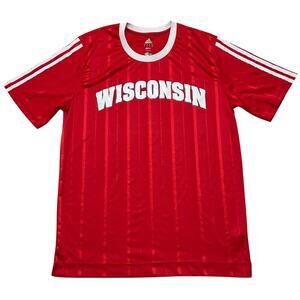 Adidas Clima Cool NCAA Wisconsin Badgers Red Pinstriped Jersey - Lightweight - M